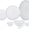 Sanjeev Kapoor Pack of 33 Glass 33 PC WHITE FESTON SHAPE DINNER SET - WITH POLYFOAM GIFT BOX Dinner Set  (Multicolor)