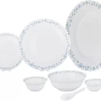 Sanjeev Kapoor Pack of 33 Glass 33 PC WHITE FESTON SHAPE DINNER SET - WITH POLYFOAM GIFT BOX Dinner Set  (Multicolor)
