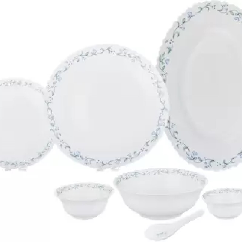 Sanjeev Kapoor Pack of 33 Glass 33 PC WHITE FESTON SHAPE DINNER SET - WITH POLYFOAM GIFT BOX Dinner Set  (Multicolor)