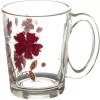SOOGO (Pack of 6) Windflower Printed Glass Mug Set of 6 Pcs 290ML - WITH GIFT BOX Glass Set Hot Beverage Glass  (290 ml, Glass, White)