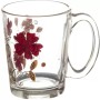 SOOGO (Pack of 6) Windflower Printed Glass Mug Set of 6 Pcs 290ML - WITH GIFT BOX Glass Set Hot Beverage Glass  (290 ml, Glass, White)
