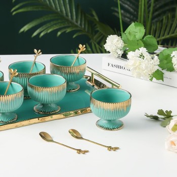 Yamasin - Butterscof Ice Cream Bowl Set 180ml Set of 13pcs - with Tray + Green