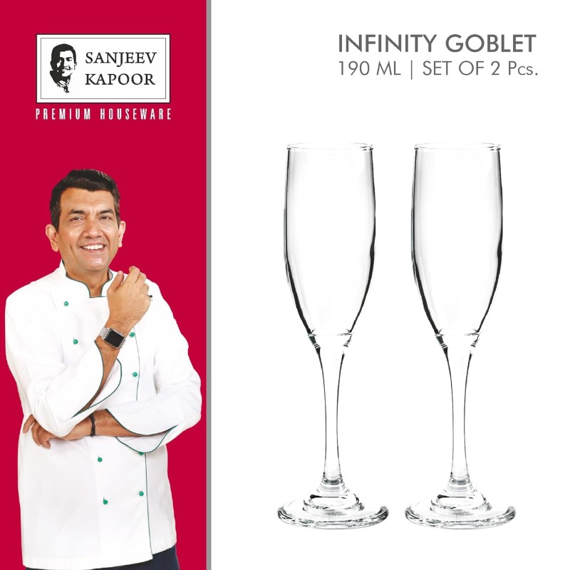 Sanjeev Kapoor Infinity Goblet Set of 2, Transparent, 190ml Capacity