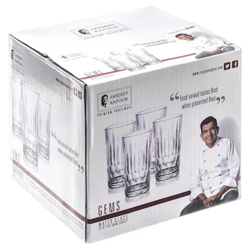 Sanjeev Kapoor Gems Transparent Water Glass 260 ml 4 pcs (SKB1062)