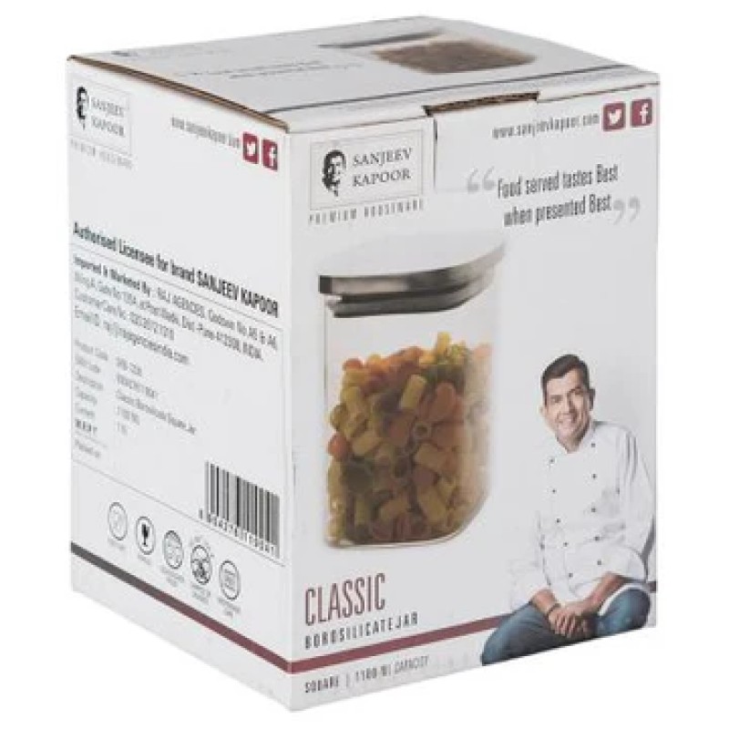 SANJEEV KAPOOR CLASSIC BOROSILICATE AIR TIGHT FOOD STORAGE CONTAINER 1100 ML