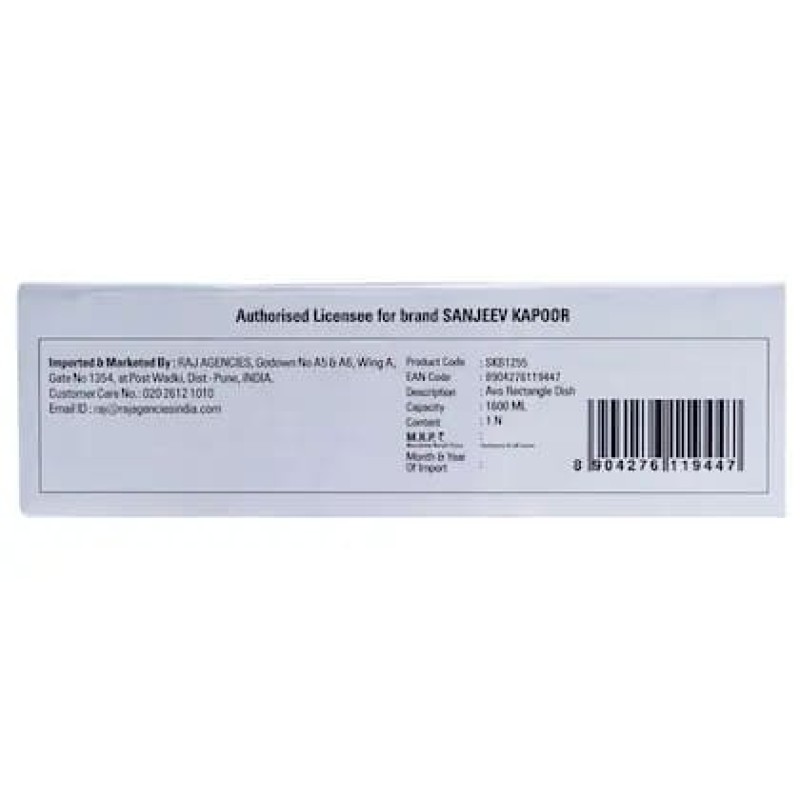 Sanjeev Kapoor Aveo Rectangle Glass Dish 1600 ml