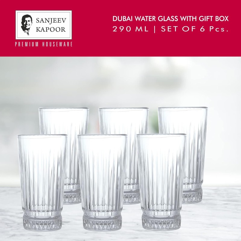Sanjeev Kapoor Dubai Water Glass Set of 6 Pcs - 290ml