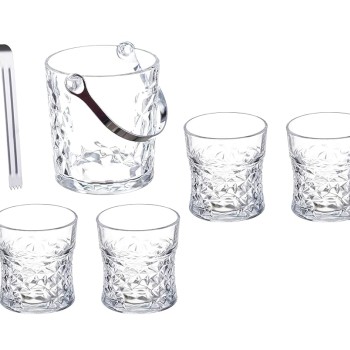 Sanjeev Kapoor Morocco Ice Bucket Set of 8 Pcs, for Bar and Home, Big Size Ice Bucket Bar Accessories and Gift Item
