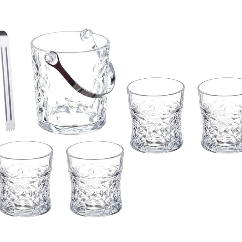 Sanjeev Kapoor Morocco Ice Bucket Set of 8 Pcs, for Bar and Home, Big Size Ice Bucket Bar Accessories and Gift Item