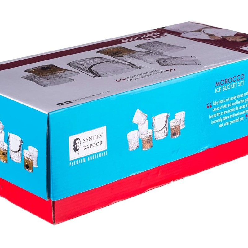 Sanjeev Kapoor Morocco Ice Bucket Set of 8 Pcs, for Bar and Home, Big Size Ice Bucket Bar Accessories and Gift Item