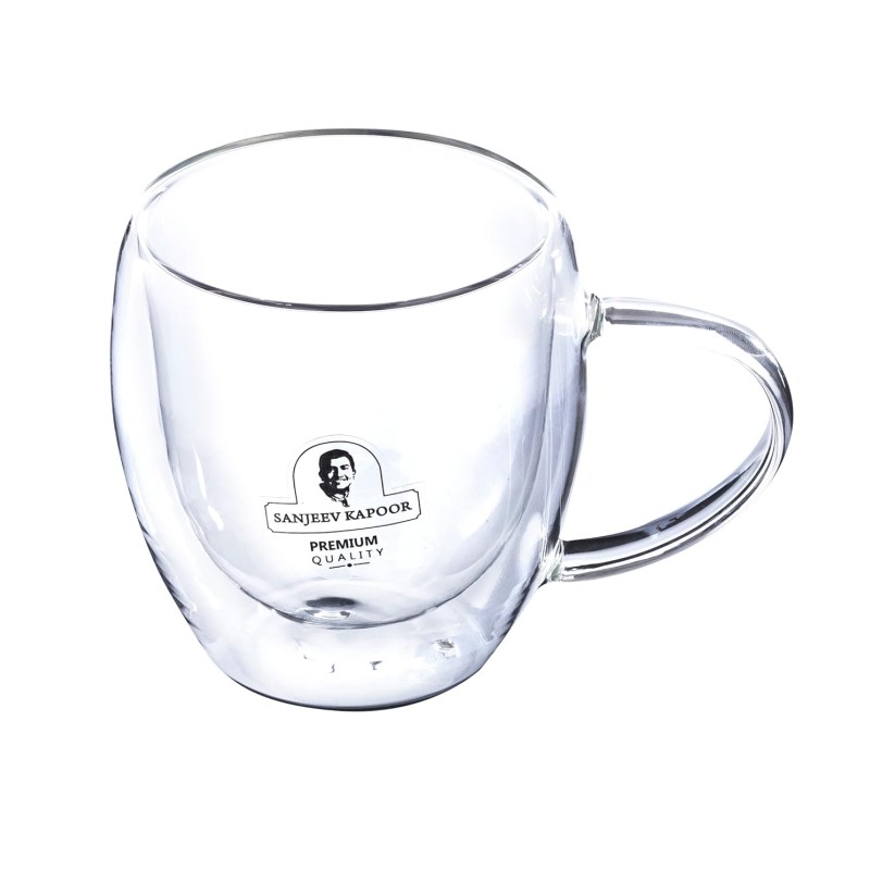 Sanjeev Kapoor Queenstown Double Wall Cup Set of 2 pcs 250 ml ,Transparent with Gift Box