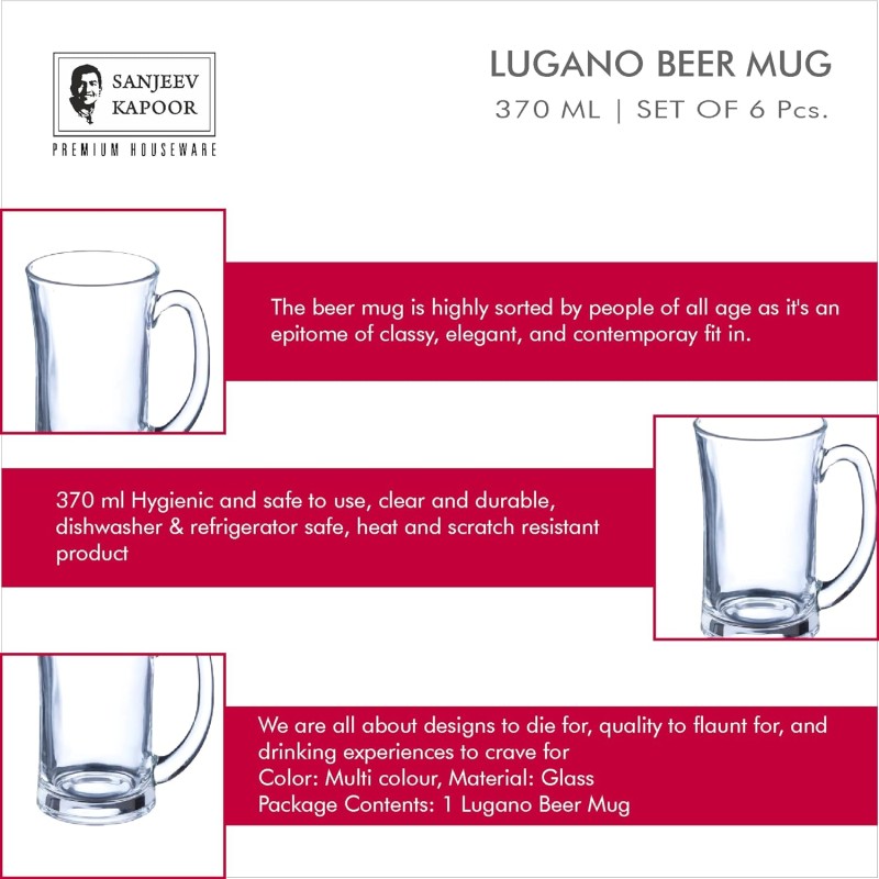Sanjeev Kapoor Lugano Beer Mug 370 ml