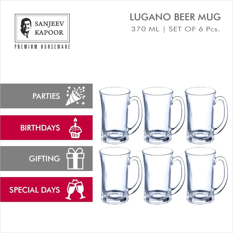 Sanjeev Kapoor Lugano Beer Mug 370 ml