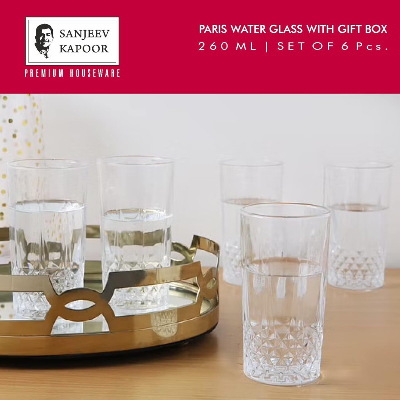 Sanjeev Kapoor Paris Water Glass 260 ml Set of 6 pcs