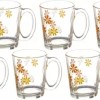 SOOGO (Pack of 6) Woodruff Printed Glass Mug Set of 6 Pcs 290ML - WITH GIFT BOX Glass Set Hot Beverage Glass  (290 ml, Glass, White)