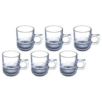 Soogo Brew Transparent Round Glass Mug Set 250 ml (6 pcs)