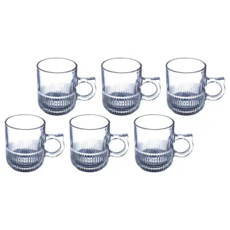 Soogo Brew Transparent Round Glass Mug Set 250 ml (6 pcs)