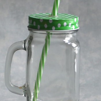 Mason Jar With Lid and Straw 450 Ml - Set of 1 Pcs