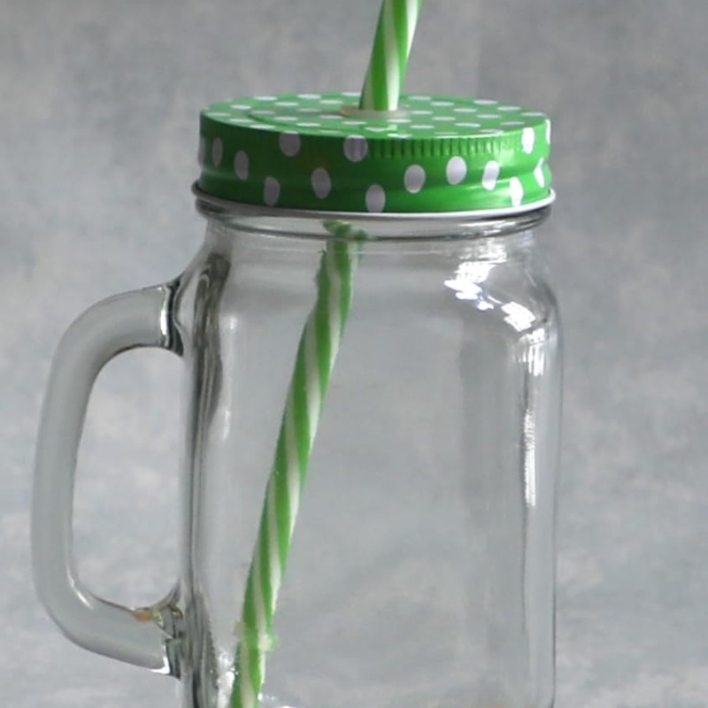 Mason Jar With Lid and Straw 450 Ml - Set of 1 Pcs