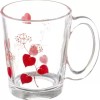 SOOGO (Pack of 6) Primrose Printed Glass Mug Set of 6 Pcs 290ML - WITH GIFT BOX Glass Set Hot Beverage Glass  (290 ml, Glass, White)