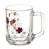 SOOGO Printed Mug,Set of 6 pcs,290 ml Capacity,Transparent,for Juice,Home,Party,Hotel and restuarants, Lavender Design