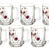 SOOGO Printed Mug,Set of 6 pcs,290 ml Capacity,Transparent,for Juice,Home,Party,Hotel and restuarants, Lavender Design