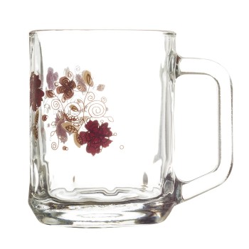 SOOGO Printed Mug,Set of 6 pcs,290 ml Capacity,Transparent,for Juice,Home,Party,Hotel and restuarants, Lavender Design SOOGO Printed Mug,Set of 6 pcs,290 ml Capacity,Transparent,for Juice,Home,Party,Hotel and restuarants, Lavender Design