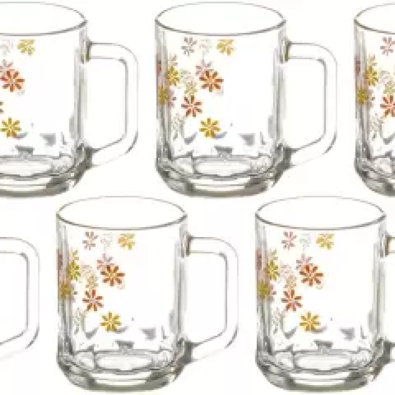 SOOGO (Pack of 6) Pearly Printed Glass Mug Set of 6 Pcs 260ML - WITH GIFT BOX Glass Set Hot Beverage Glass (260 ml, Glass, White) SOOGO (Pack of 6) Pearly Printed Glass Mug Set of 6 Pcs 260ML - WITH GIFT BOX Glass Set Hot Beverage Glass (260 ml, Glass, White)