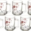 SOOGO (Pack of 6) Glory Printed Glass Mug Set of 6 Pcs 260ML - WITH GIFT BOX Glass Set Hot Beverage Glass  (260 ml, Glass, White)