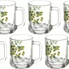 SOOGO (Pack of 6) Lupine Printed Glass Mug Set of 6 Pcs 260ML - WITH GIFT BOX Glass Set Hot Beverage Glass  (260 ml, Glass, White)