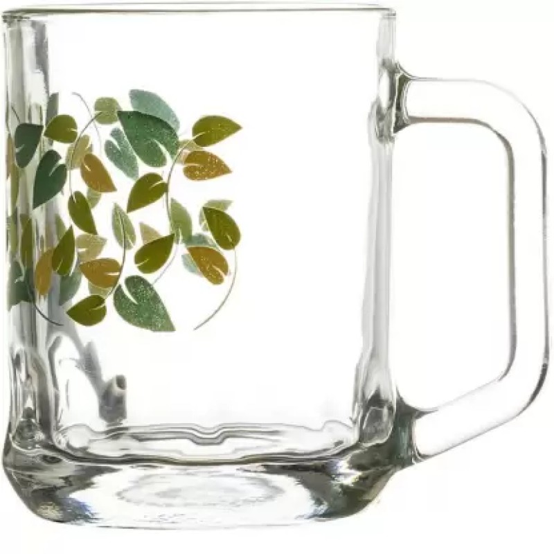 SOOGO (Pack of 6) Lupine Printed Glass Mug Set of 6 Pcs 260ML - WITH GIFT BOX Glass Set Hot Beverage Glass  (260 ml, Glass, White)