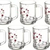 SOOGO (Pack of 6) Castor Printed Glass Mug Set of 6 Pcs 260ML - WITH GIFT BOX Glass Set Hot Beverage Glass  (260 ml, Glass, White)