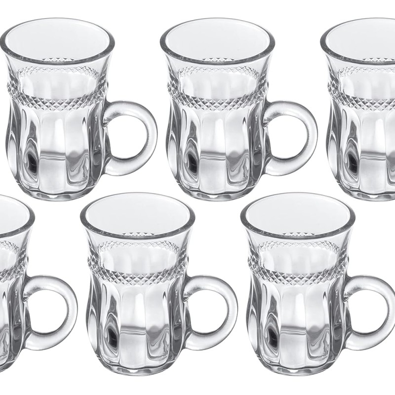 SOOGO Hazel Juice Mug,Set of 6 pcs,140 ml Capacity,Transparent,for Juice,Home,Party,Hotel and restuarants