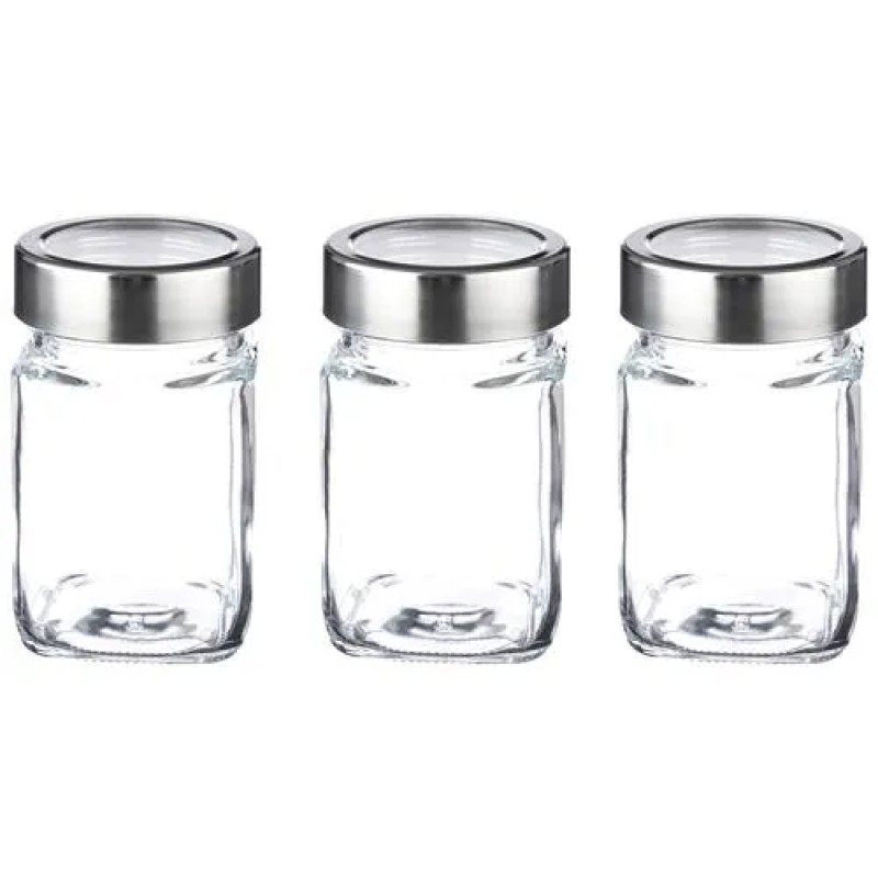 Soogo Square Jars - High Quality Glass, Plain, 310 ml (Set of 3) Soogo Square Jars - High Quality Glass, Plain, 310 ml (Set of 3)
