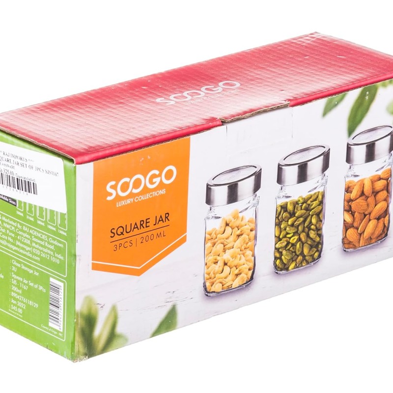 SQUARE JAR SOF 3PCS 200ML