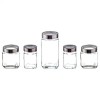 Soogo Cube Transparent Square Glass Jar with Steel Lid (Set of 5)