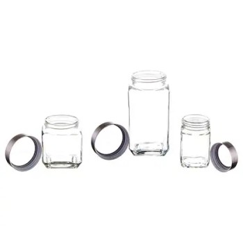 Soogo Cube Transparent Square Glass Jar with Steel Lid (Set of 5) Soogo Cube Transparent Square Glass Jar with Steel Lid (Set of 5)