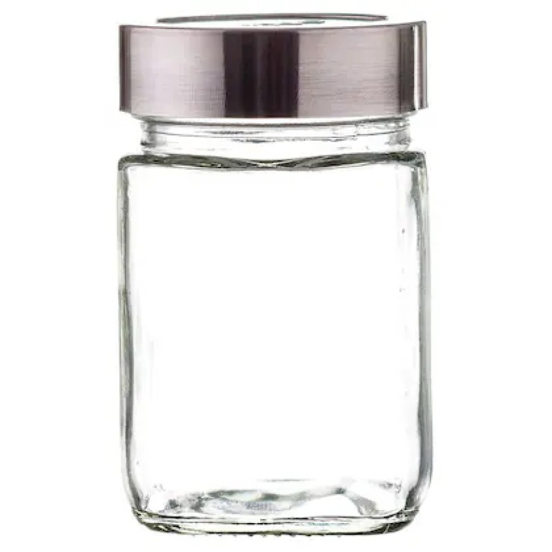 Soogo Cube Transparent Square Glass Jar with Steel Lid (Set of 5)