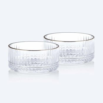 YAMASIN 2PCS CRSYTAL BOWL WITH GOLD LINE
