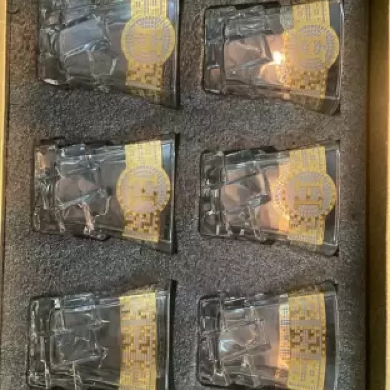 yamasin (Pack of 6) Glasses with Gold Decal Glass Set Whisky Glass  (350 ml, Glass, Clear)