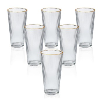 Yamasin Crystal 370 ml Water Glass With Gold Line Set of 6 Yamasin Crystal 370 ml Water Glass With Gold Line Set of 6