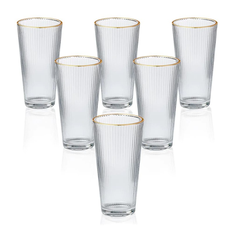 Yamasin Crystal 370 ml Water Glass With Gold Line Set of 6