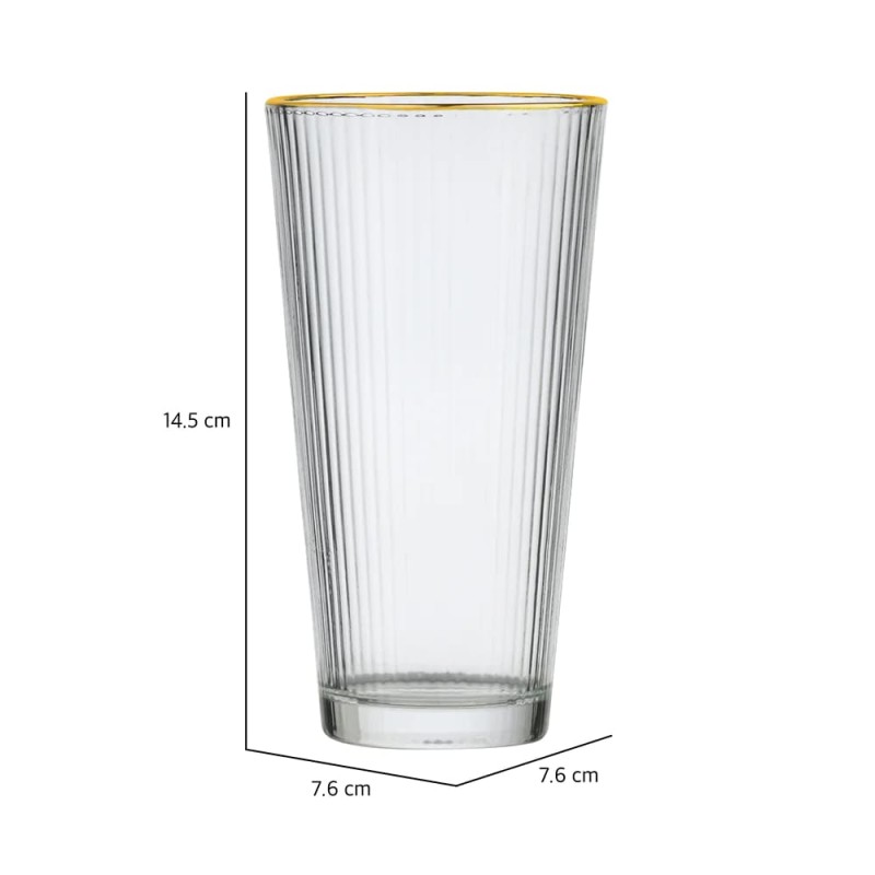 Yamasin Crystal 370 ml Water Glass With Gold Line Set of 6