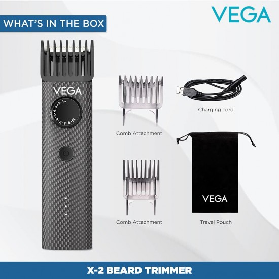 Vega Men X2 Beard Trimmer For Men With Quick Charge, 90 Mins Run-time, Waterproof, For Cord 