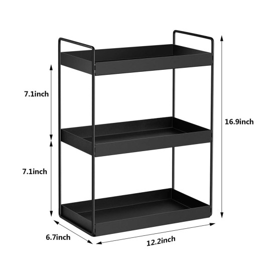 WonderStand 3-Tier Standing Spice Rack Storage Organizer, Bathroom Countertop Storage Shelf Cosmetic Organizer and Home/Kitchen Spice Rack